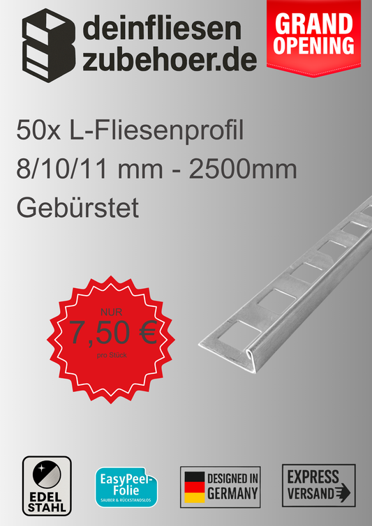 50x L-Profil Edelstahlschiene Fliesenprofil